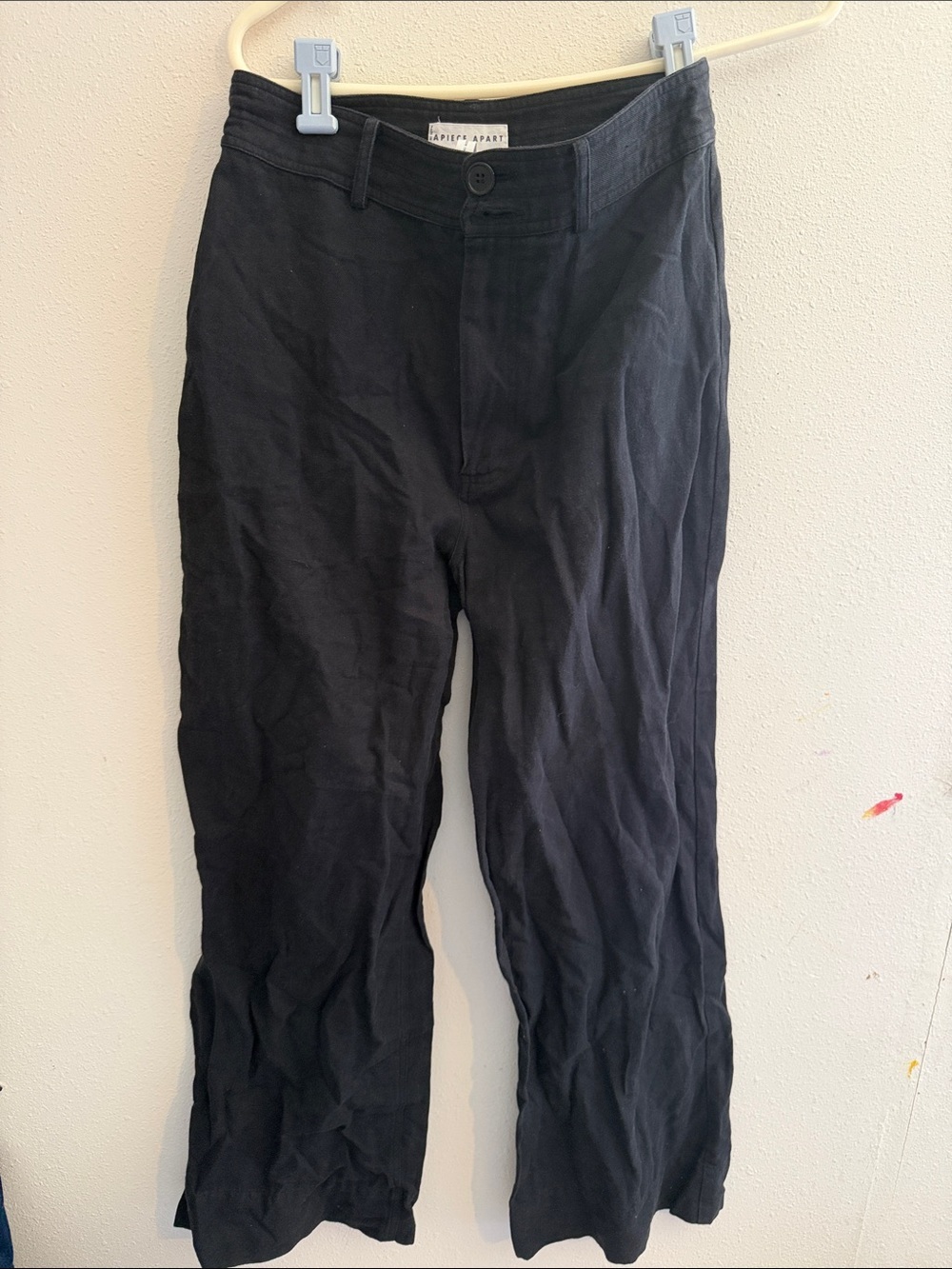Apiece Apart Black Wide-Leg cotton linen pants